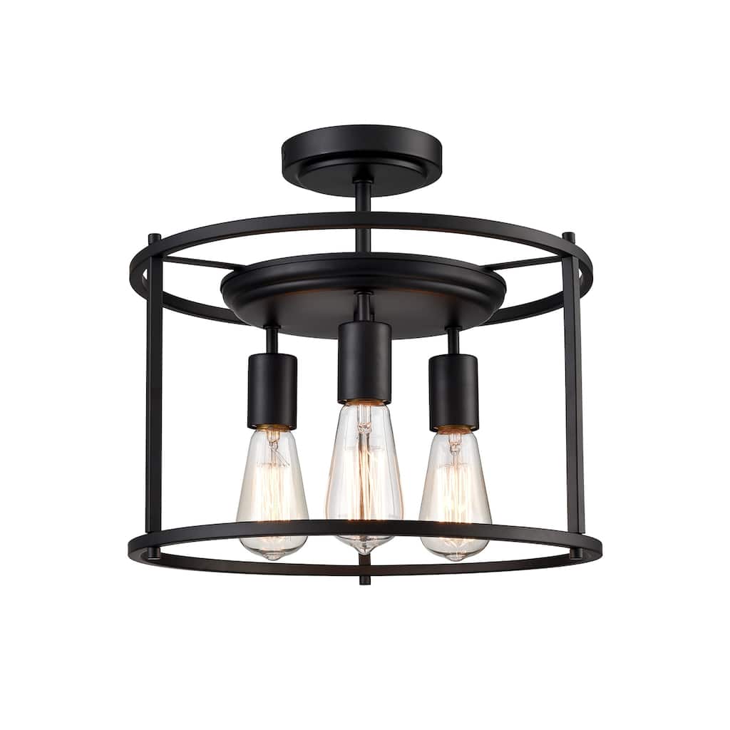 Toscani Industrial Black Semi Flush Ceiling 3-Lights
