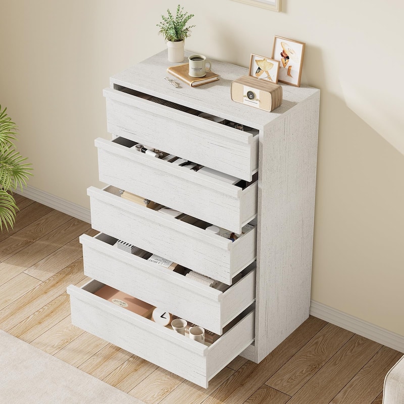 5 Drawer Dresser for Bedroom, Freestanding Wooden Chest Storage