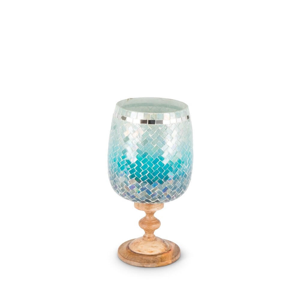 Shop 11 5 Blue Ombre Mosaic Hurricane Candle Holder With Mango