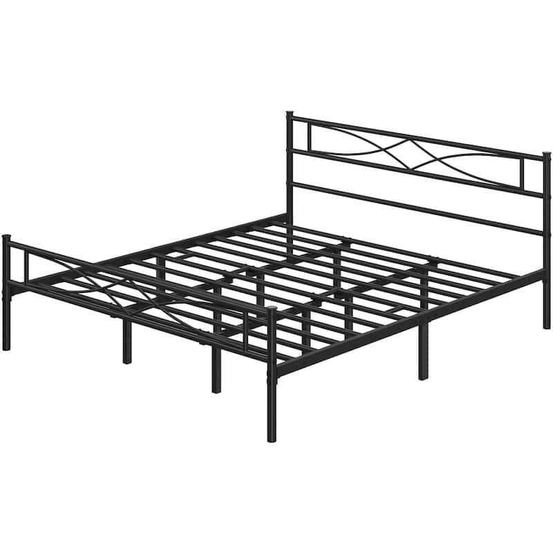 Yaheetech Simple Metal Platform Bed Frame with Curved Design Headboard and Footboard