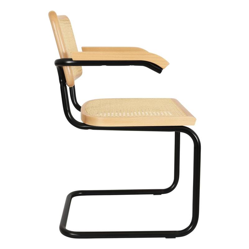 Breuer Chair Company Marcel Breuer Cesca Cane Cantilever Armchair Arm Chair w/ Black Steel Frame (Various Wood & Cane Colors)