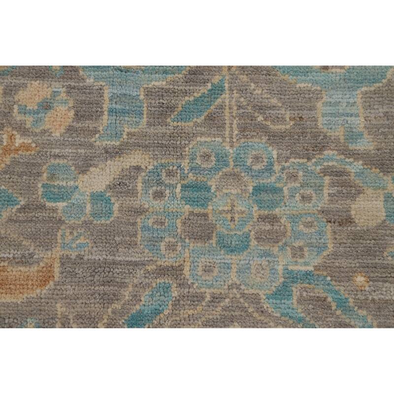 Hand Knotted Oriental 100% Wool Carpet Transitional Floral Greys & Charcoal Oushak Area Rug - 10' 0'' X 8' 0''