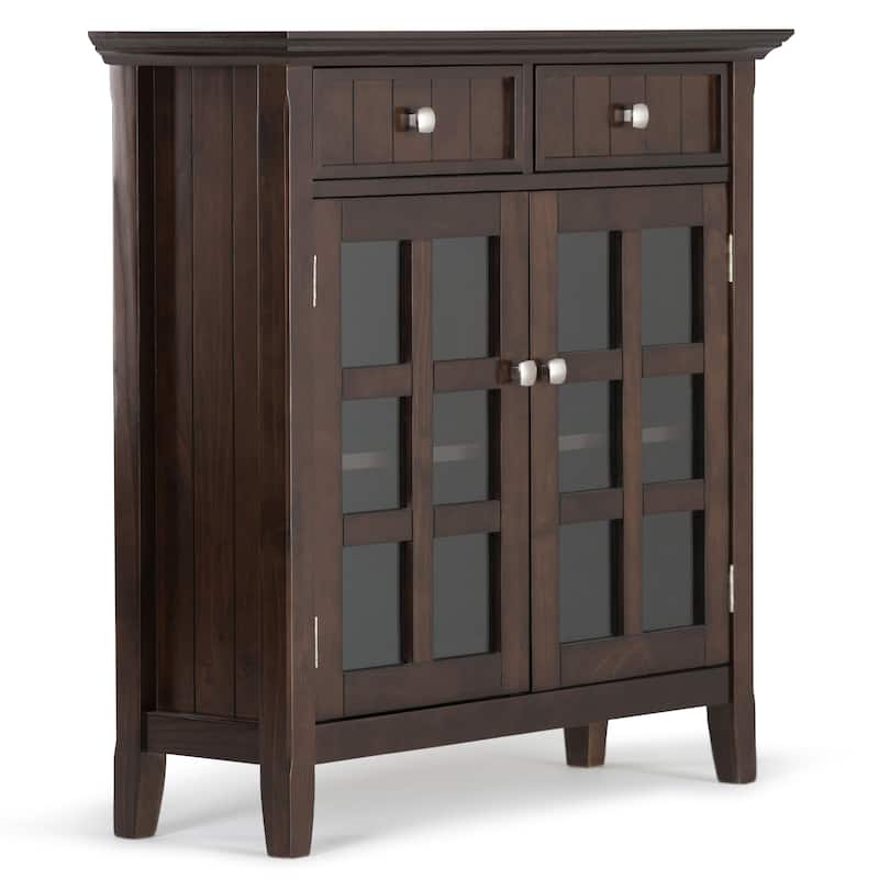 WYNDENHALL Normandy Solid Wood 36 inch Wide Small Storage Bench and 36 inch Wide Storage Cabinet