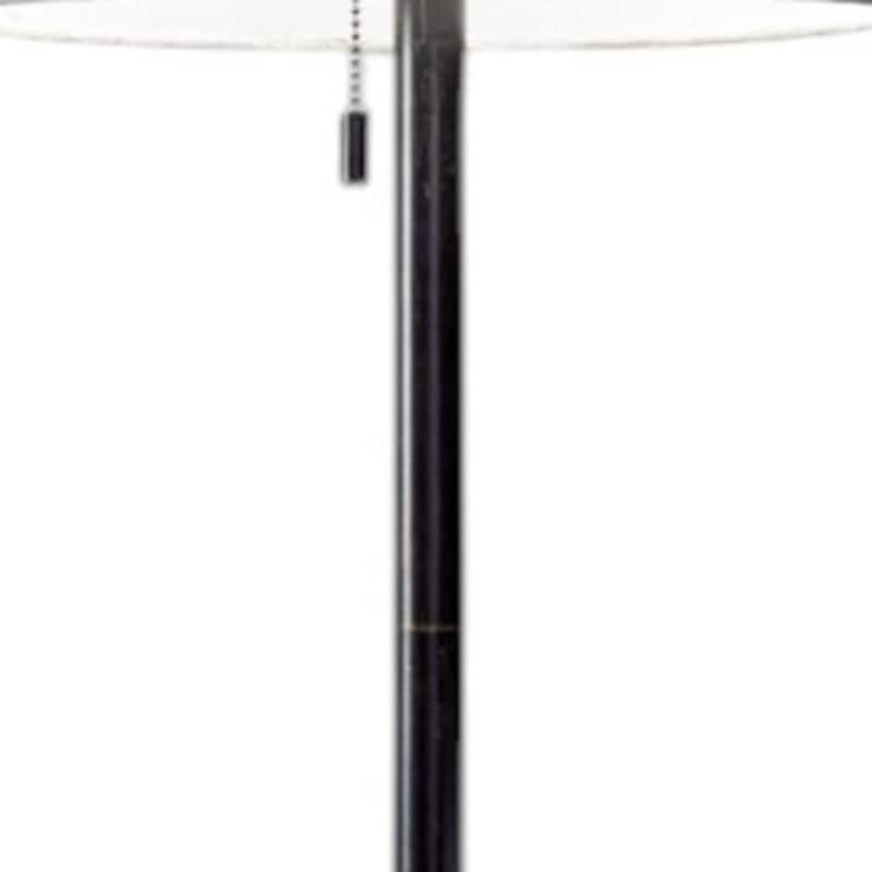 Metal Floor Lamp with White Fabric Cylinder Shade Pull Chain - 13” x 13” x 60.5” (D x W x H)