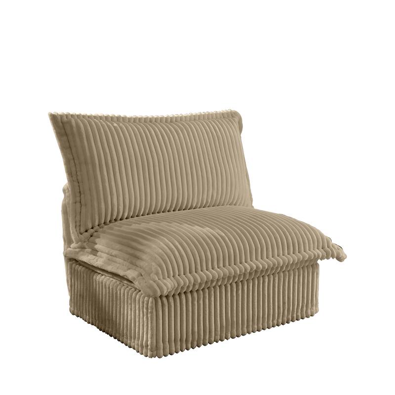 Armless Accent Chair Corduroy Upholstered Single Sofa Chair with Removable, Cover Living Room Reading Chair