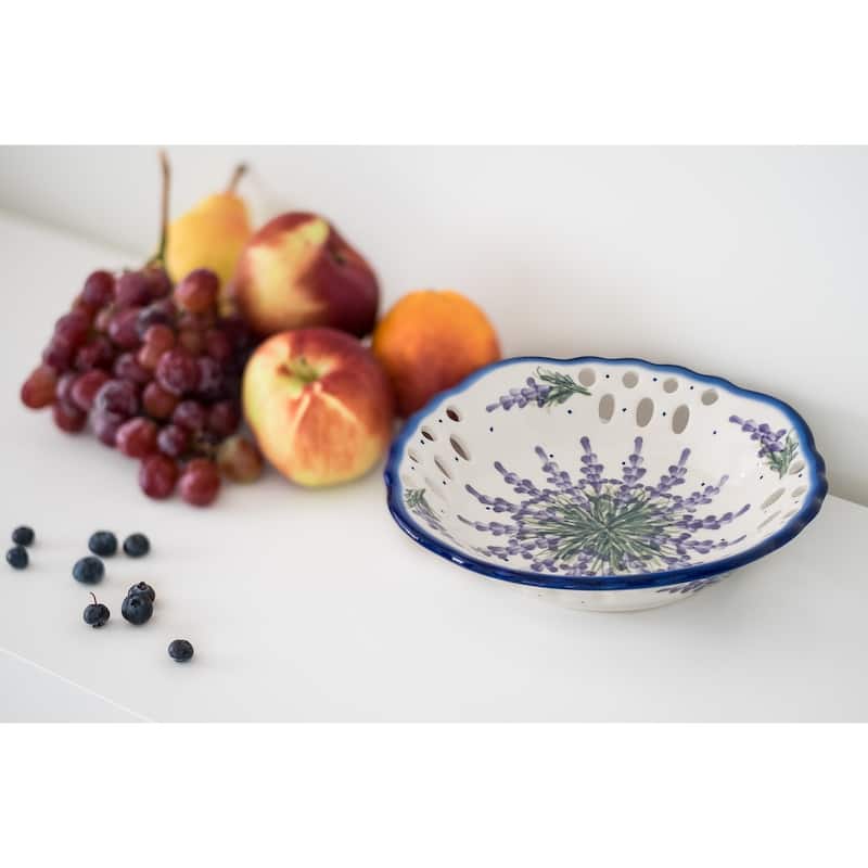 Blue Rose Polish Pottery 32A WR Unikat Small Fruit Dish