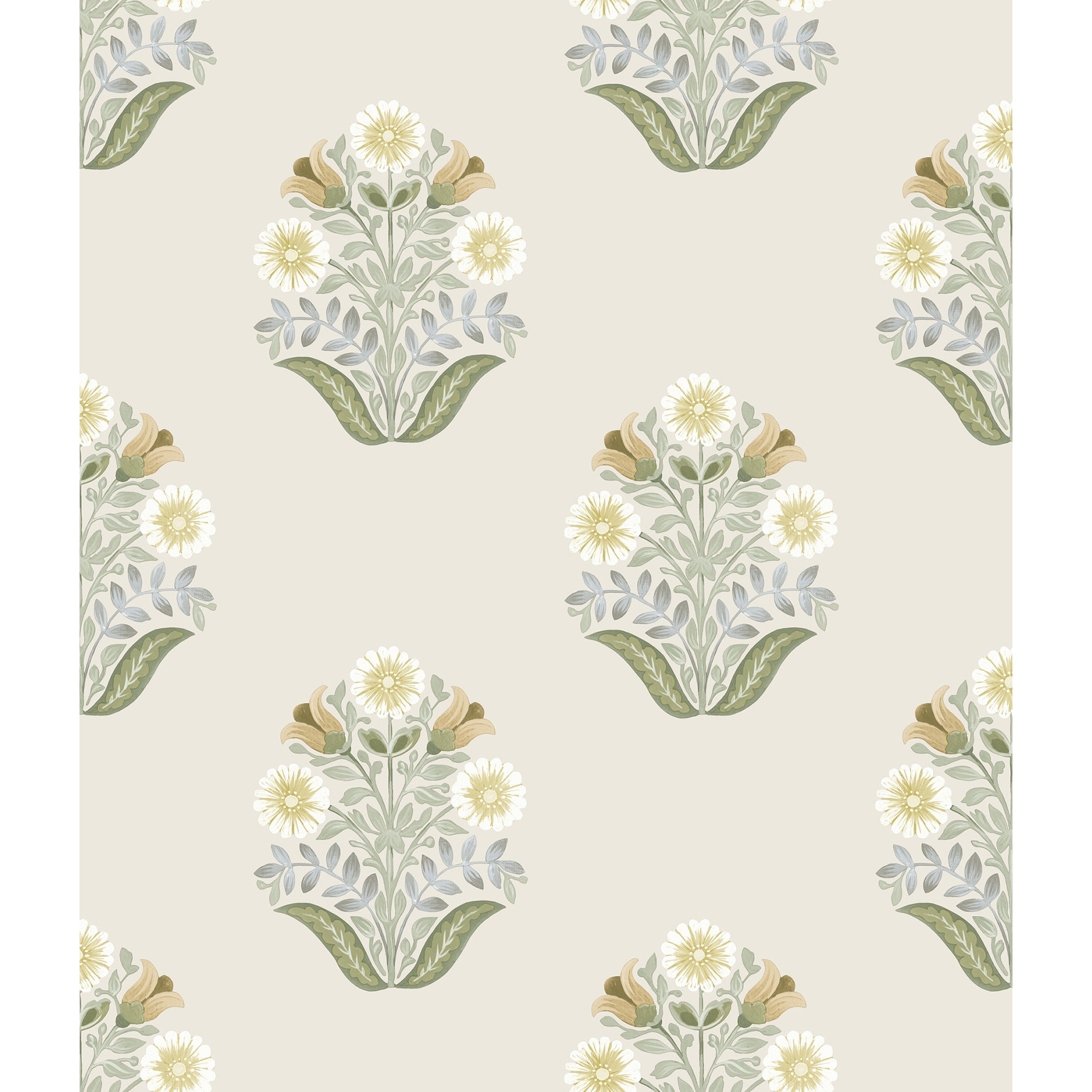 Sophie Sage Floral Medallion Peel and Stick Wallpaper