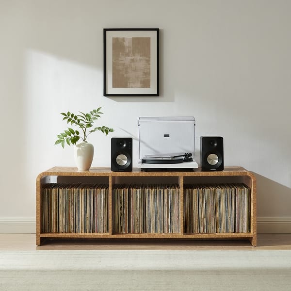 slide 2 of 11, Crosley Ingrid Large Record Player Stand With Vinyl Storage
