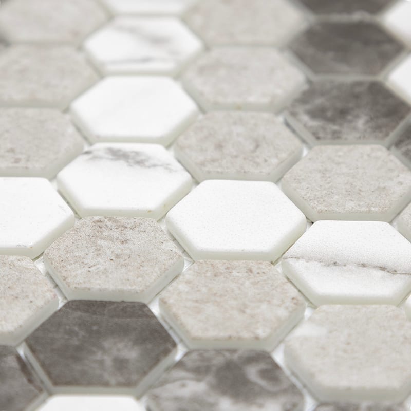 Eterna Hex 1x1 Blend Pattern Roman Matte Glass Mosaic Tile - Floor, Wall, Backsplash