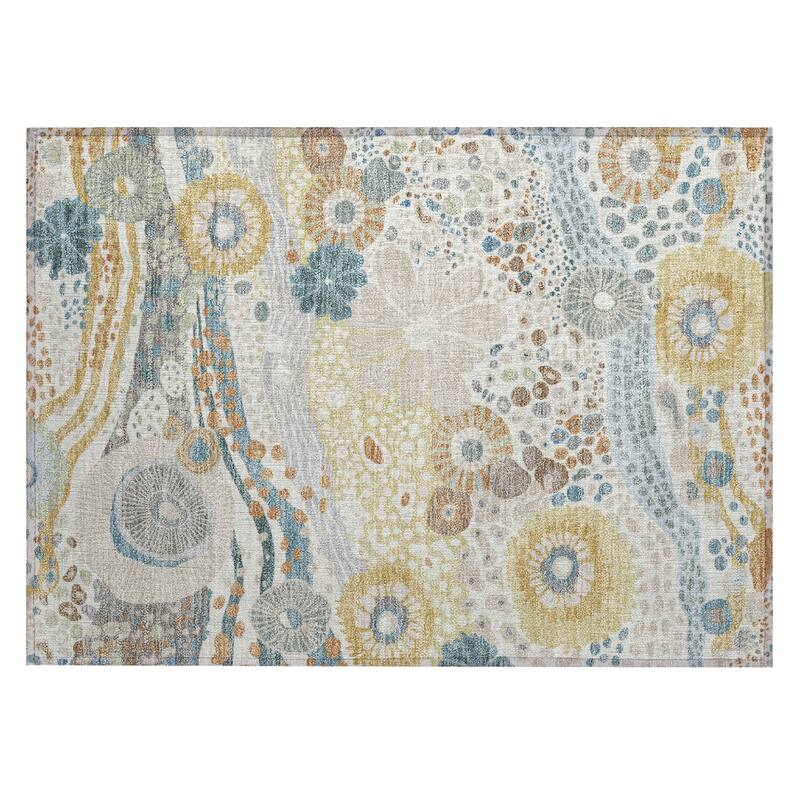 Machine Washable Indoor/ Outdoor Whimsy Floral Chantille Rug