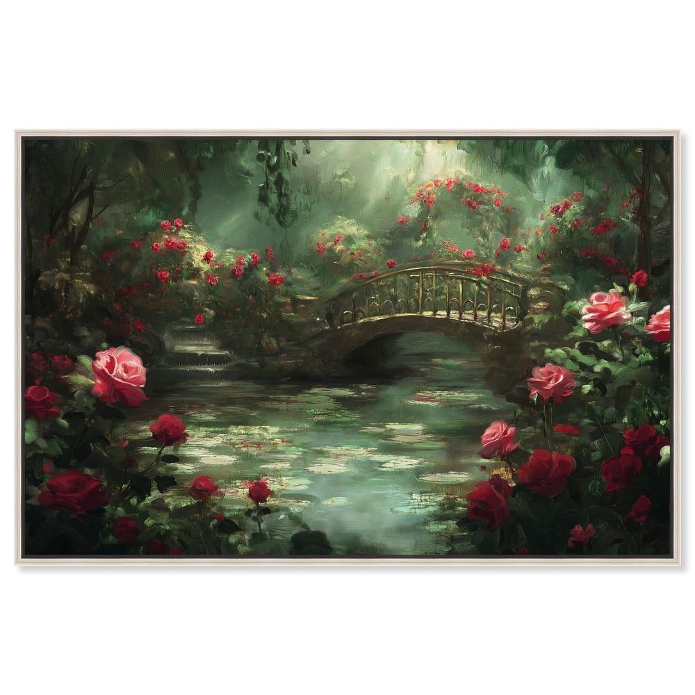 Rose Garden Bridge Canvas by Art Remedy