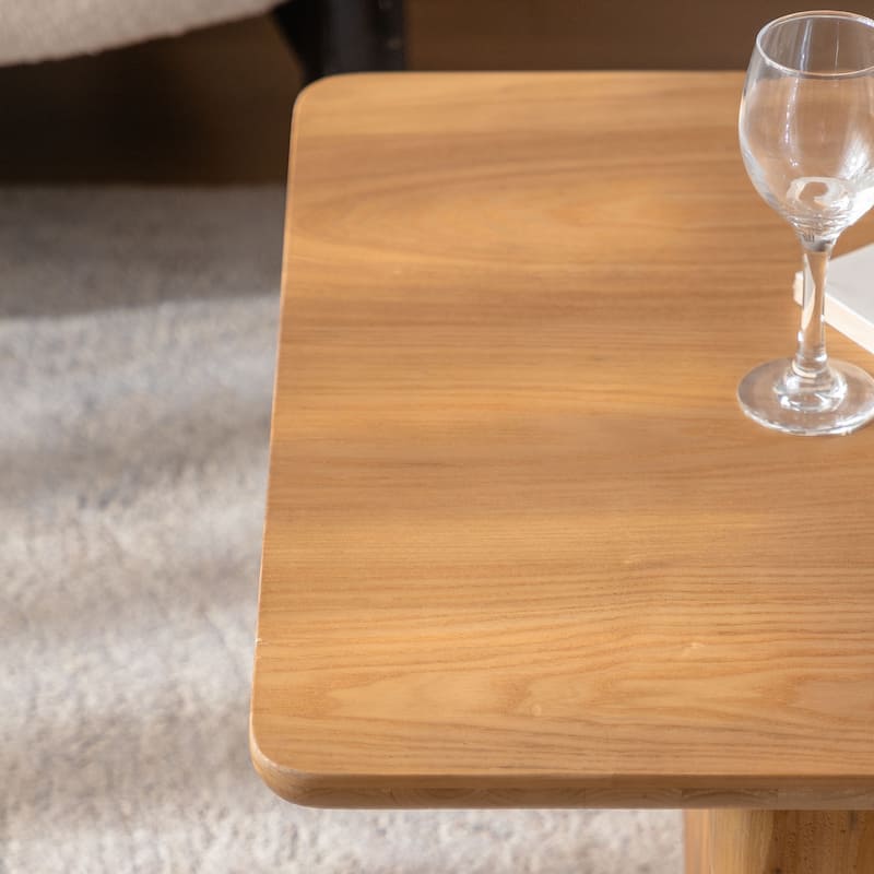Vintage Fashion Style Square Coffee Table Set with Wood Grain Finish(Set of 2)