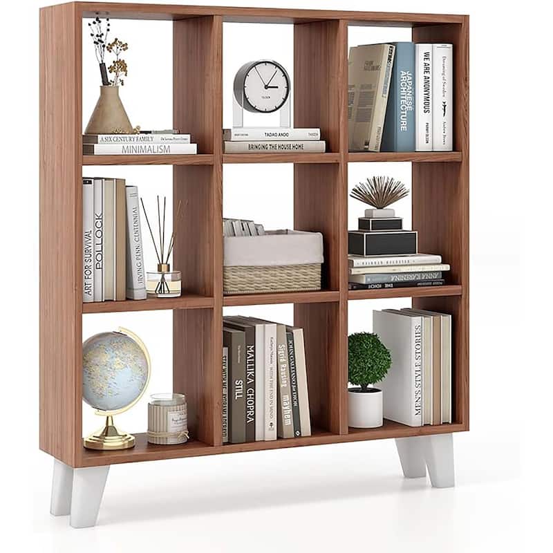 1/2 PCS Living Room 9-Cube Bookcase with 6 Removable Shelves Brown - 1 PCS