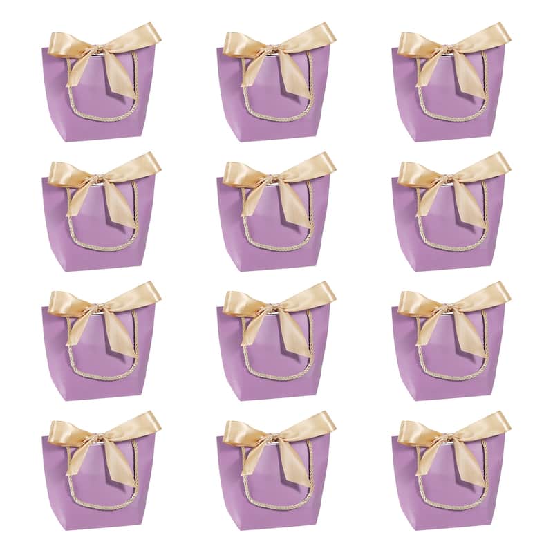 12pcs 8.3"x2.8"x6.7" Gift Bags with Handles Small Favor Bag with Bow