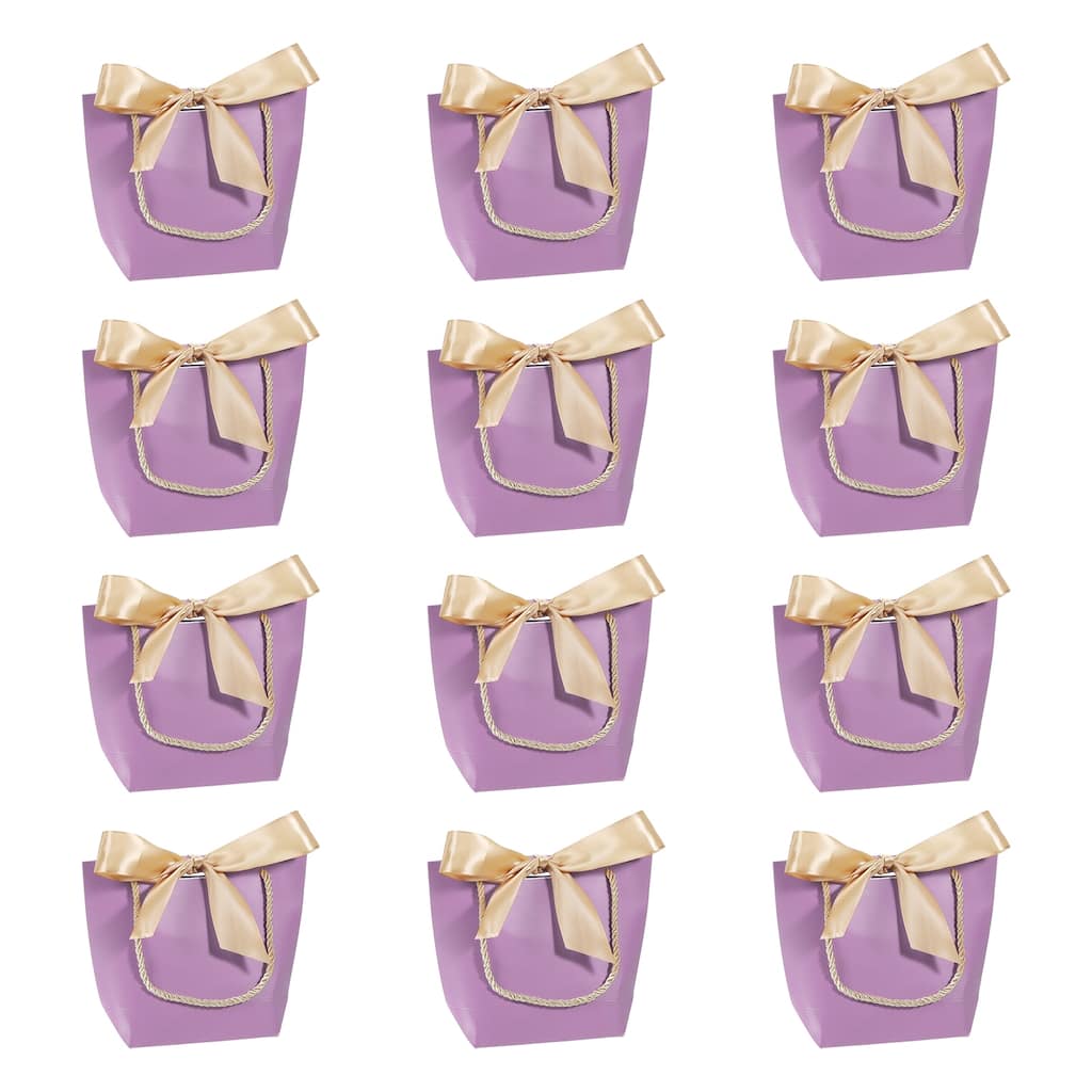 12pcs 8.3"x2.8"x6.7" Gift Bags with Handles Small Favor Bag with Bow