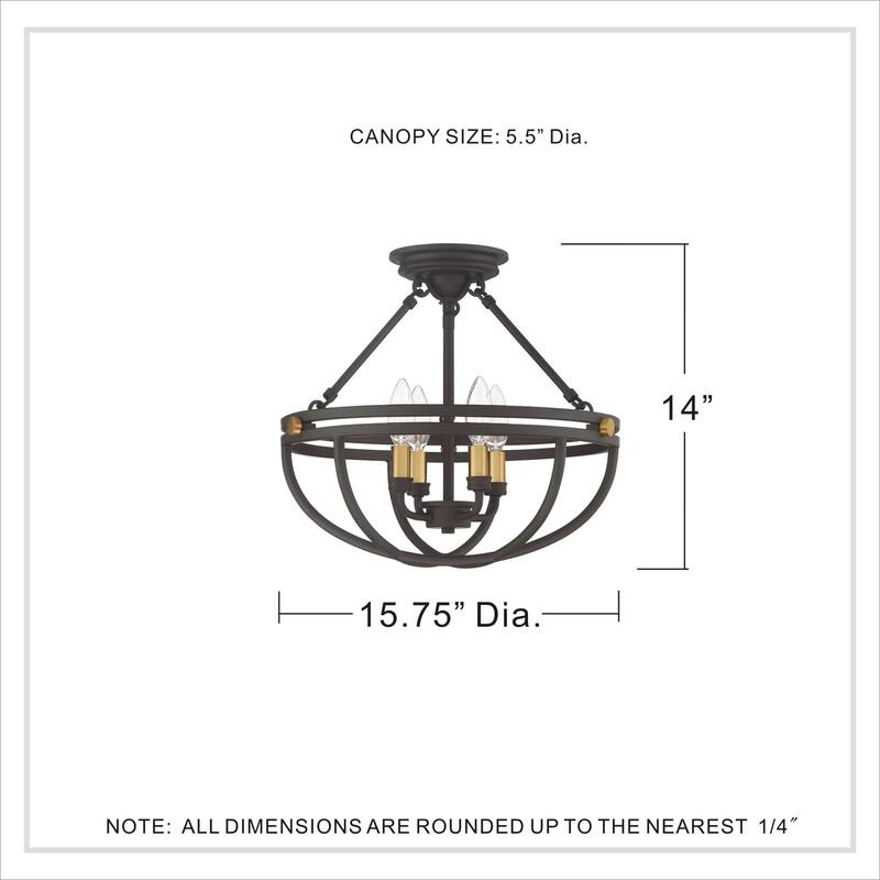 James Allan Wilson 4 Light 16" Wide Semi-Flush Bowl Ceiling Fixture