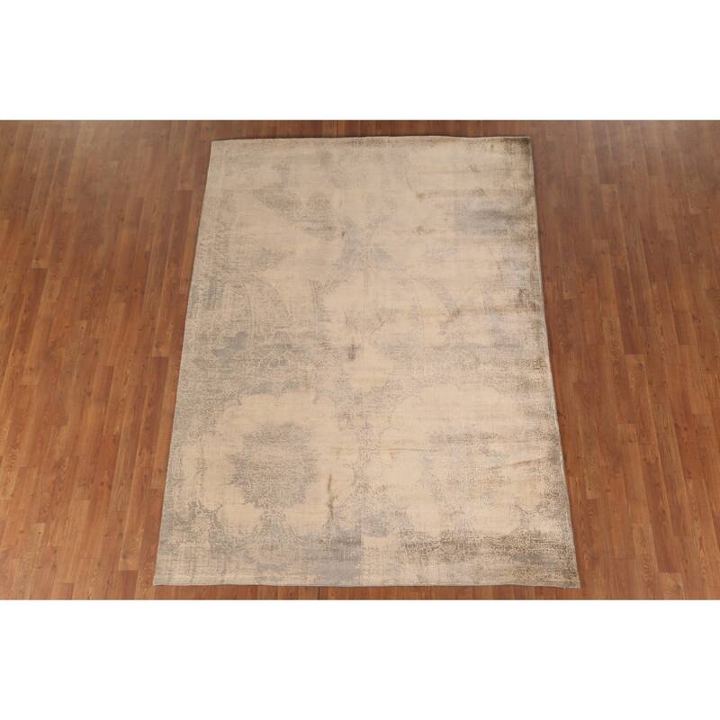 Yellow Abstract Modern Area Rug Handmade Wool Carpet - 5'8"x 7'11"