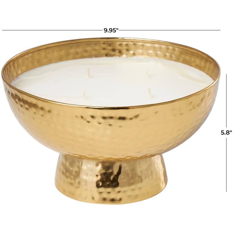 Gold or Copper or Silver Metal Scented Wide Hammered 70 oz 4 Wick Candle with White Wax