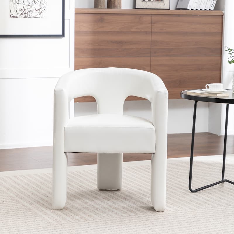 SEYNAR Modern Glam PU Leather Upholstered Dining Chair, Open-Back Accent Chair
