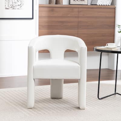 SEYNAR Modern Glam PU Leather Upholstered Dining Chair, Open-Back Accent Chair