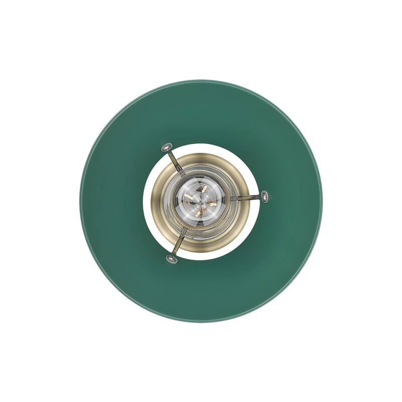 Yep by Golden Lighting Orwell 1-light 8in Pendant in Aged Brass and Pine Green shade - Small Pendant - 7"