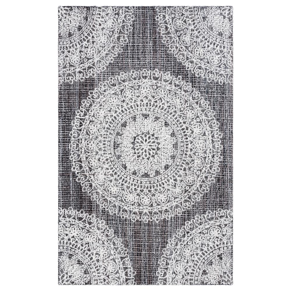 SAFAVIEH Handmade Ebony Satoko Medallion Wool Rug