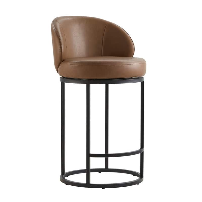 Spruce & Spring Chloe Upholstered Swivel Counter Bar Stool with Metal Frame and Arched Back
