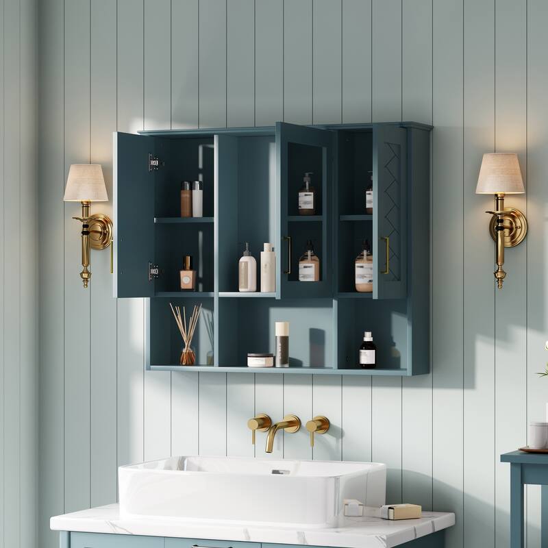 Roomfitters 35 Inch 2-in-1 Wall Mount Medicine Cabinet, Mirror Storage with Adjustable Shelves & Soft Close