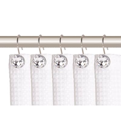 Utopia Alley Shower Curtain Hooks for Bathroom, Rust Resistant Shower Curtain Hooks Rings, Crystal Design, Set of 12