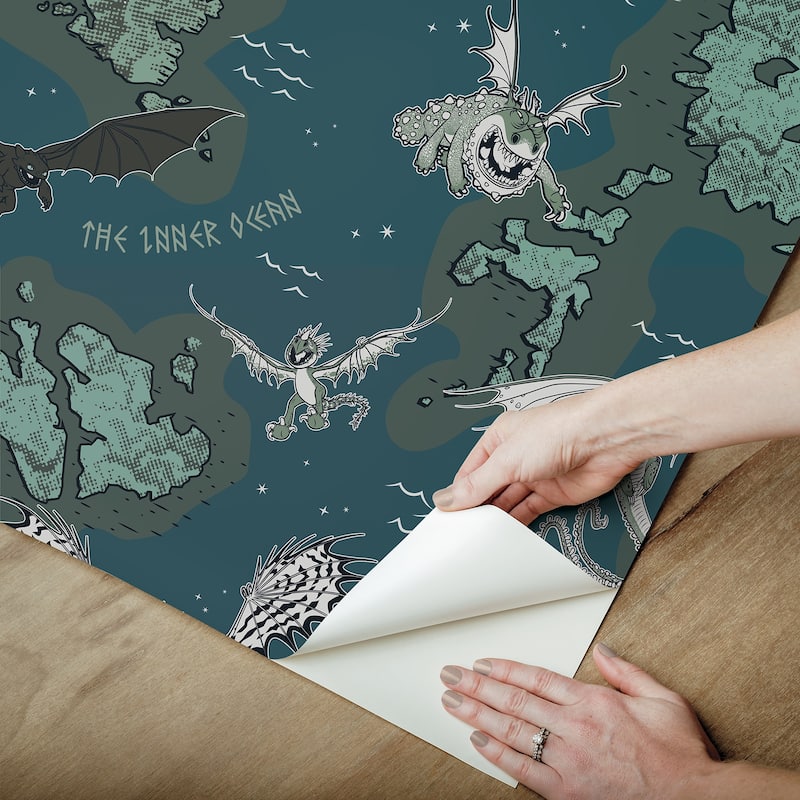 How to Train Your Dragon Isle of Berk Blue Peel and Stick Wallpaper
