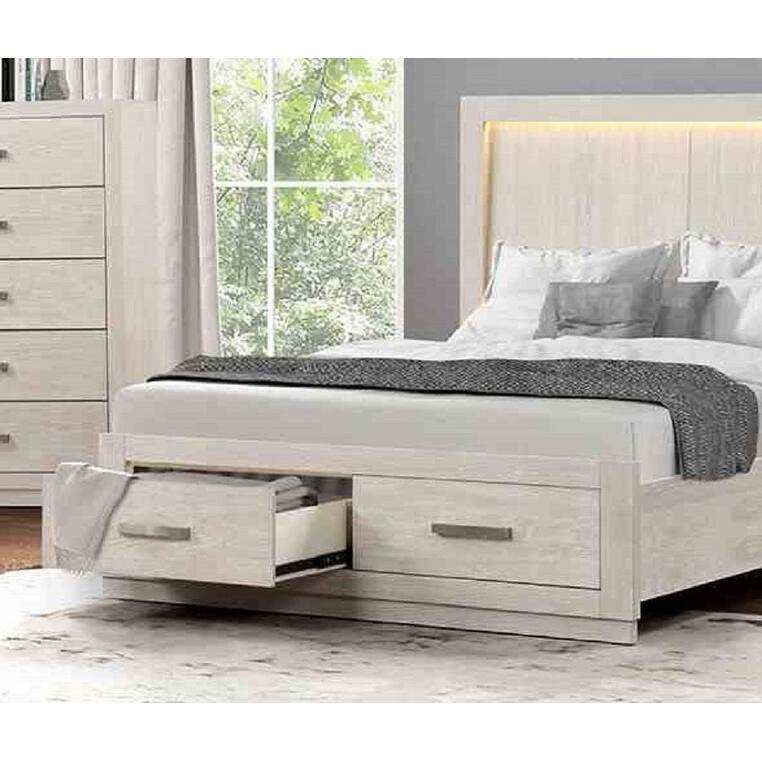 Transitional Light Gray Finish LED 1pc Storage Bed