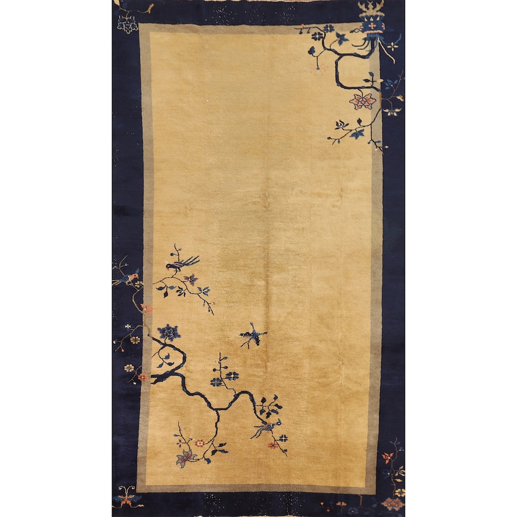 Vegetable Dye Art Deco Chinese Vintage Rug Hand-Knotted Wool Carpet - 6'0"x 11'8"