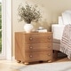 preview thumbnail 2 of 23, Christopher Knight Home - Modern Minimalist 23.62" Nightstand with Roller Glide Drawers & Solid Wood Legs, Versatile Home Use Light Brown Wood Finish - 3-drawer