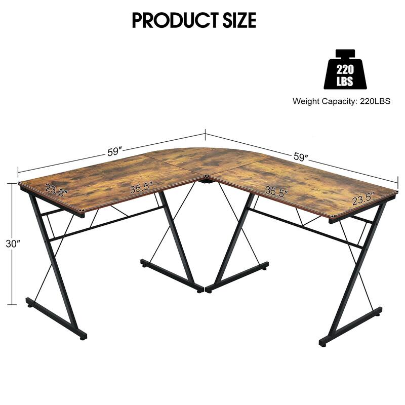 L Shaped Corner Computer Desk Space Saving Workstation Study Desk