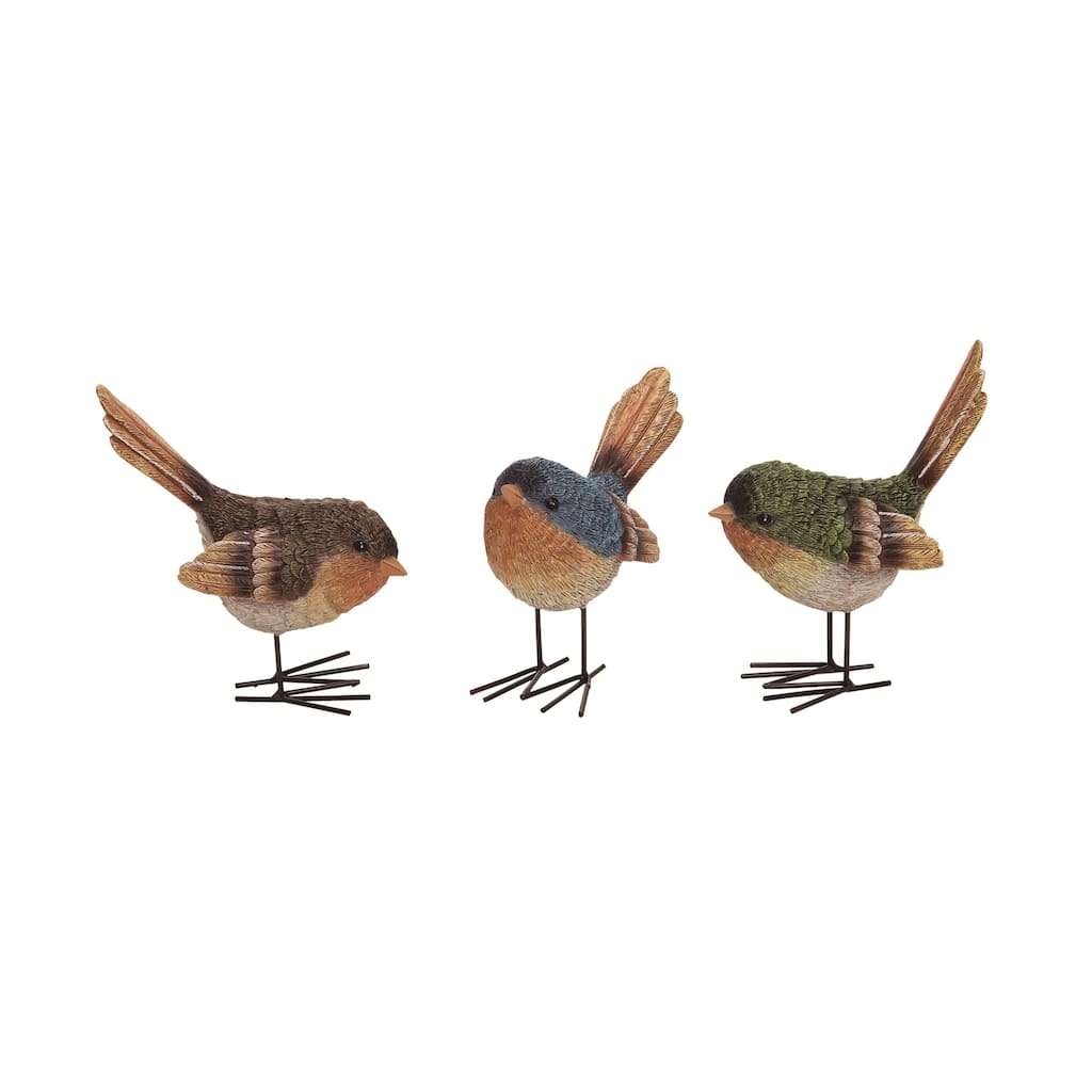 Transpac Large Resin Bright Texture Bird Set of 3 Spring Home Decorations