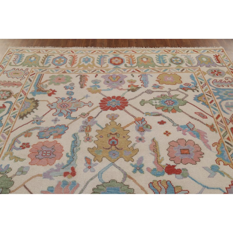 All-Over Floral Oushak Oriental Area Rug Handmade Wool Carpet - 8'2" x 9'10"
