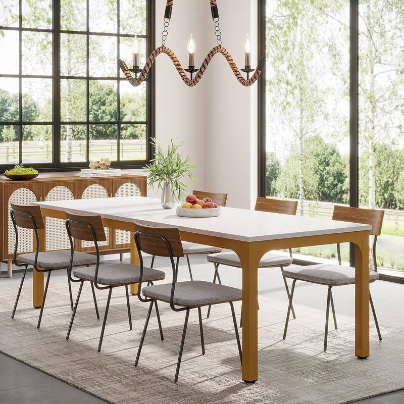 78.7" Rectangle Wood Dining Table, Long Kitchen Table for Living/Dining Room