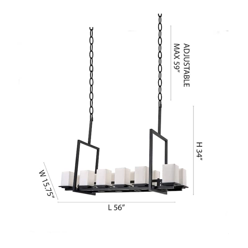 12-Light Black Chandelier With White Shades