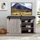 preview thumbnail 11 of 23, 47" Rustic Farmhouse Barn Door TV Stand for 55" TVs Saw Cut Off-White