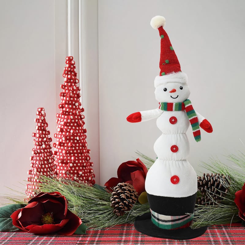 Animated Singing 18.5" Tall Snowman Holiday Decoration, Battery Operated - 18.5" H x 7" Diameter