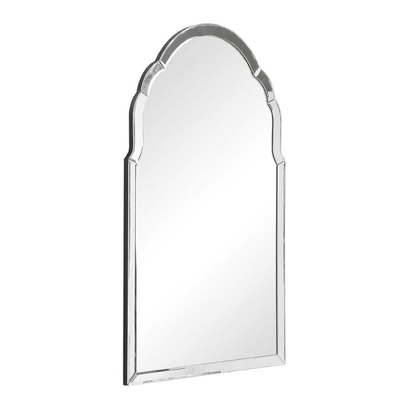 Curved Beveled Wall Arch Mirror - 40" - Silver