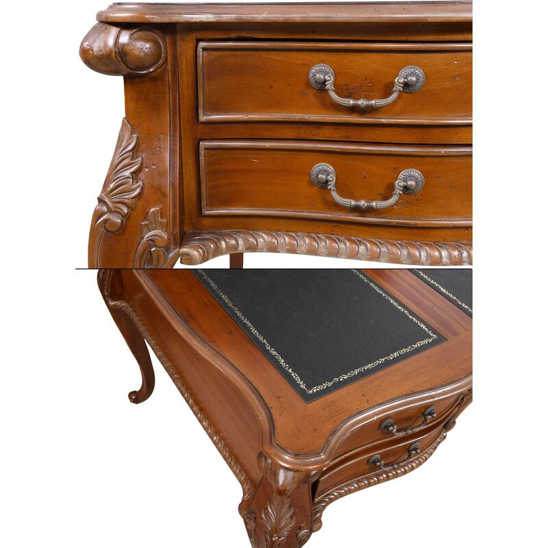 Heritage Furnishings Large Mahogany Writing Desk with Vintage Estate Finish by AFD Home