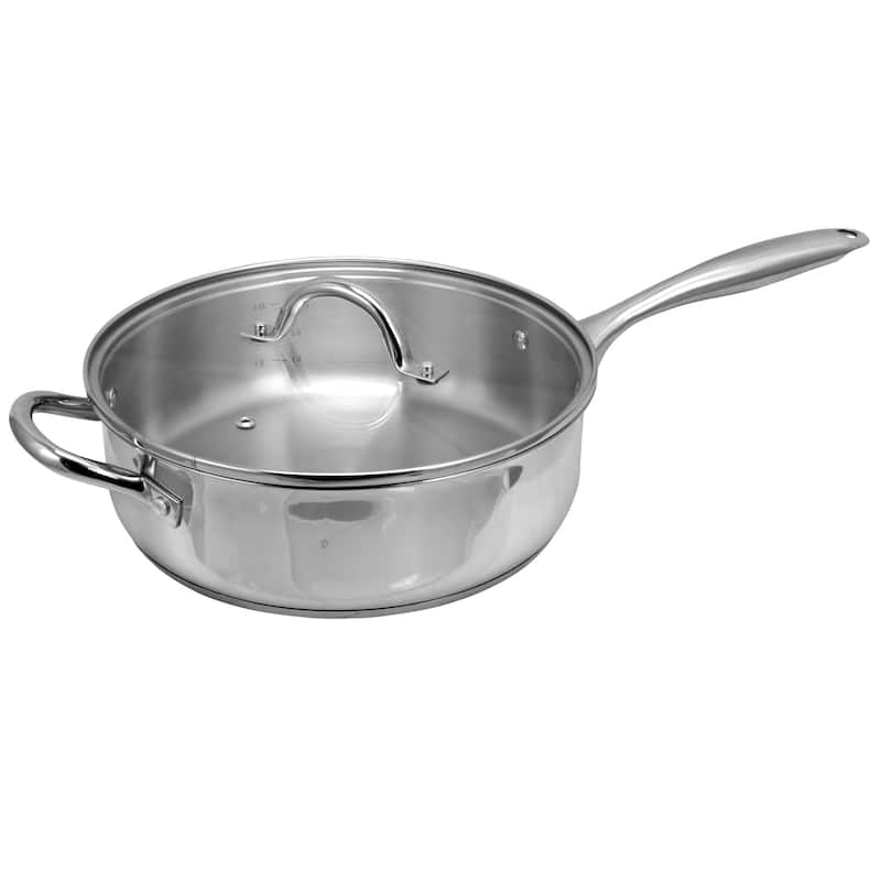 Oster Cuisine Saunders 4.2 Quart Saute Pan with Lid - Silver