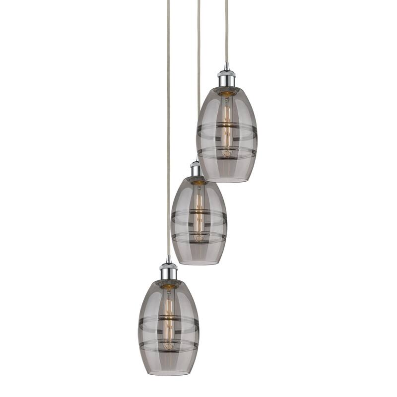 Innovations Lighting 113B-3P-25-12 Vaz Pendant Vaz 3 Light 12" Wide - Polished Chrome / Smoked