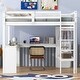 preview thumbnail 1 of 22, Solid Wood Loft Bed with L-Shaped Desk White - Twin