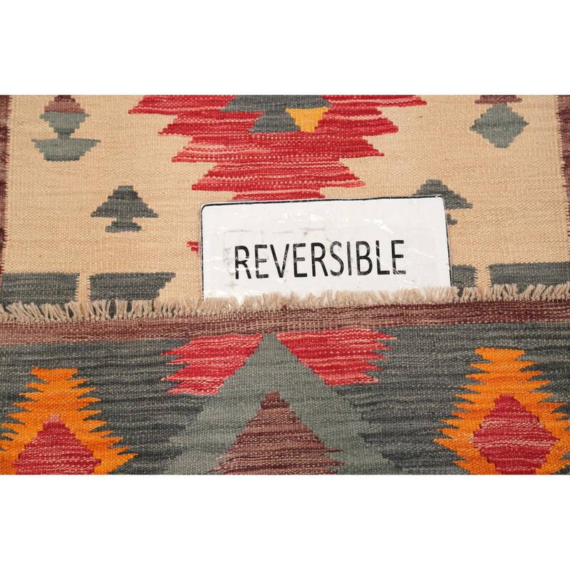Hand Woven Oriental 100% Wool Carpet Southwestern Tribal Multi-Colored Kilim Runner Rug - 8' 0'' X 2' 0''