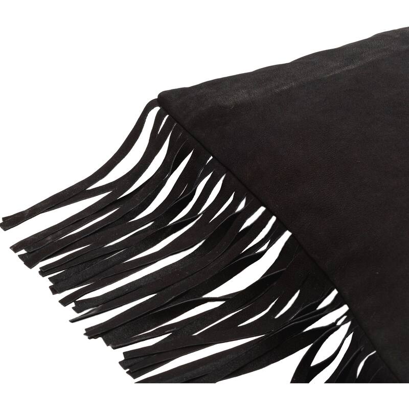 Sascha Suede Subtle Striped Throw Pillow with Long Fringe