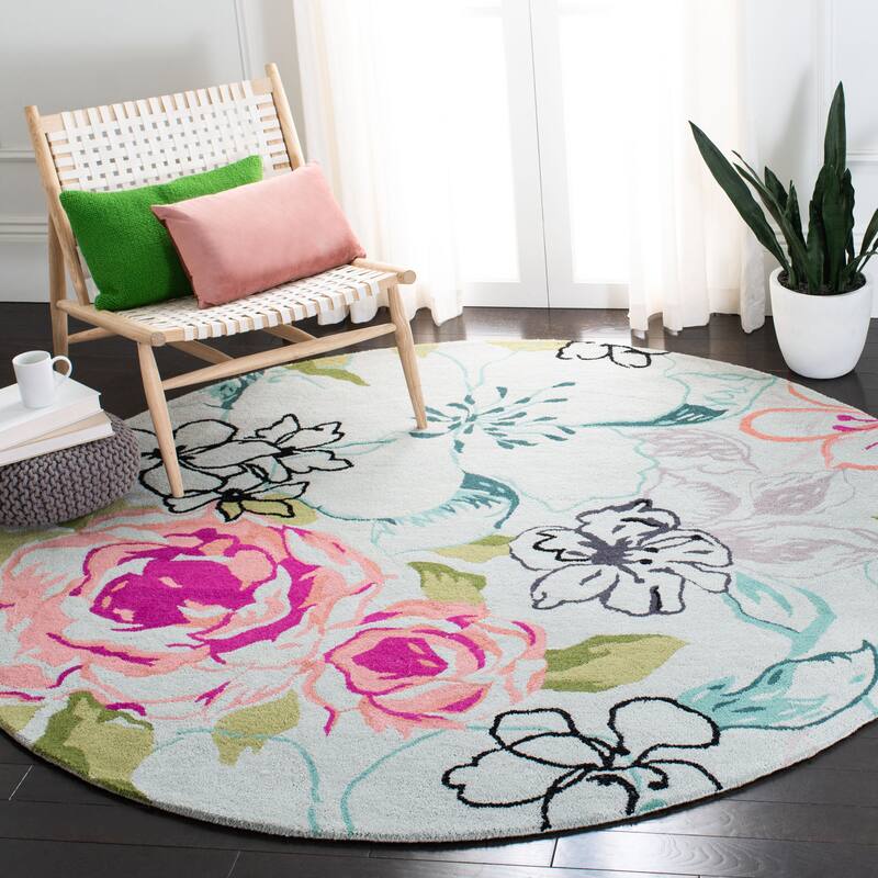 SAFAVIEH Handmade Wyndham Ambrosia Modern Wool Rug - 7' Round - Blue/Multi