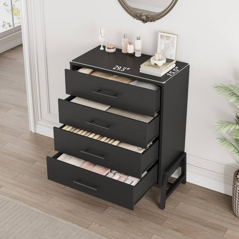 4 Drawer Freestanding Dresser Storage Chest for Living Room, Bedroom