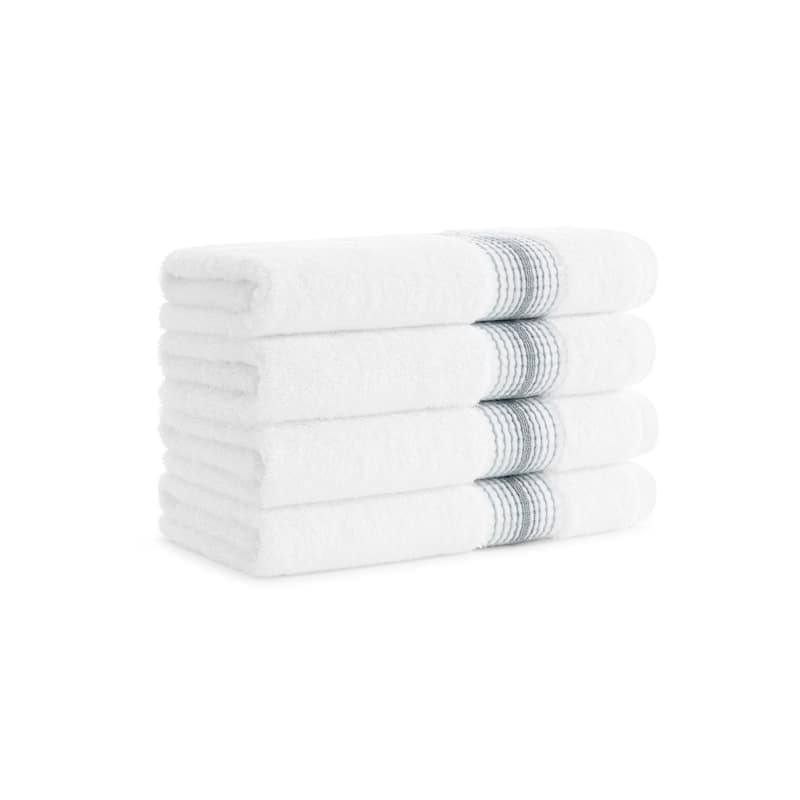 Aston & Arden Turkish Striped 4-Piece Hand Towels - 32x18 - Slate